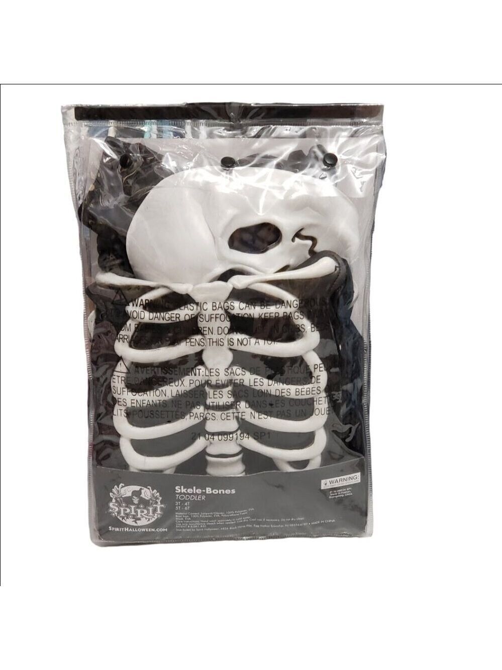 Spirit Halloween Toddler Skeleton Costume 3T-4T Skele-Bones NWT - Picture 3 of 4